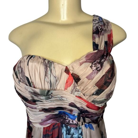 Ted Baker floral one shoulder chiffon pleated maxi Dress size 3 / large - Picture 3 of 9